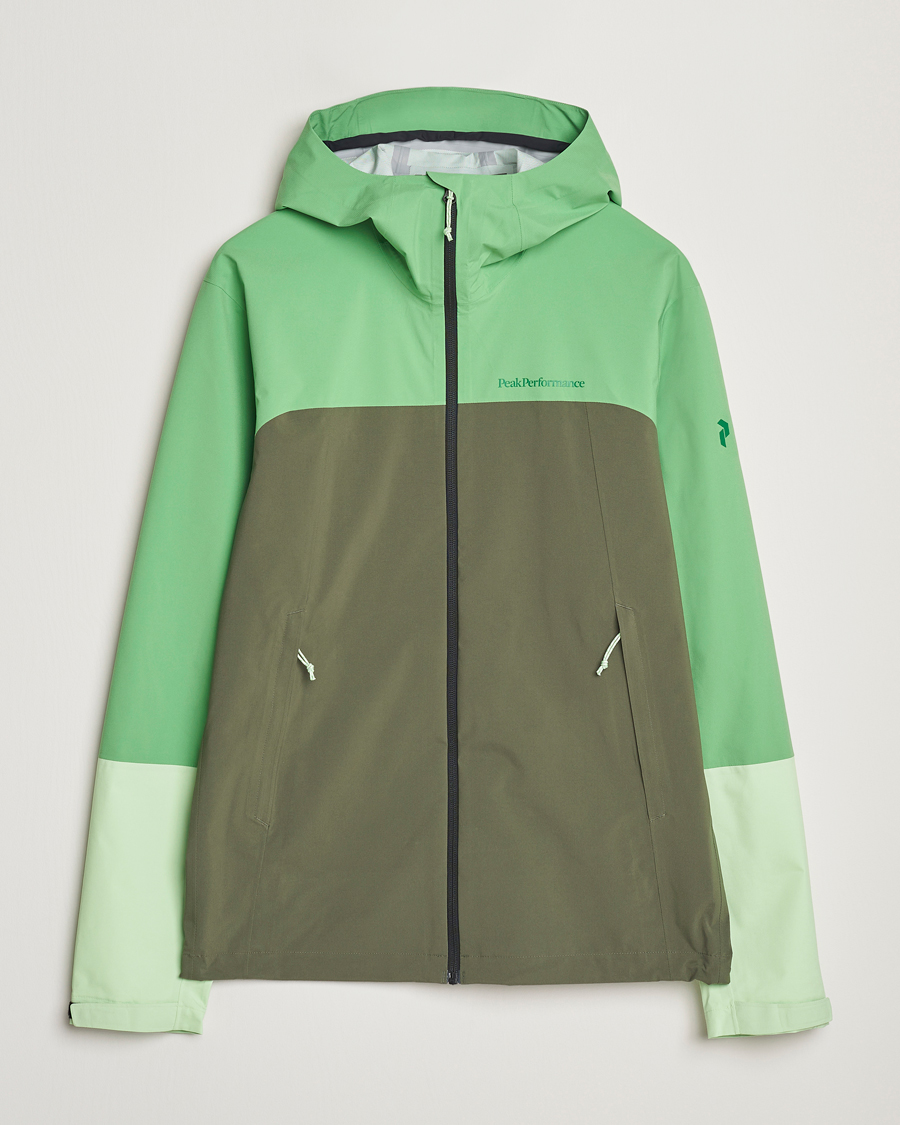 Homme | Manteaux Et Vestes | Peak Performance | Trail Hipe Hooded Shell Jacket Peppermint/Pine Needle