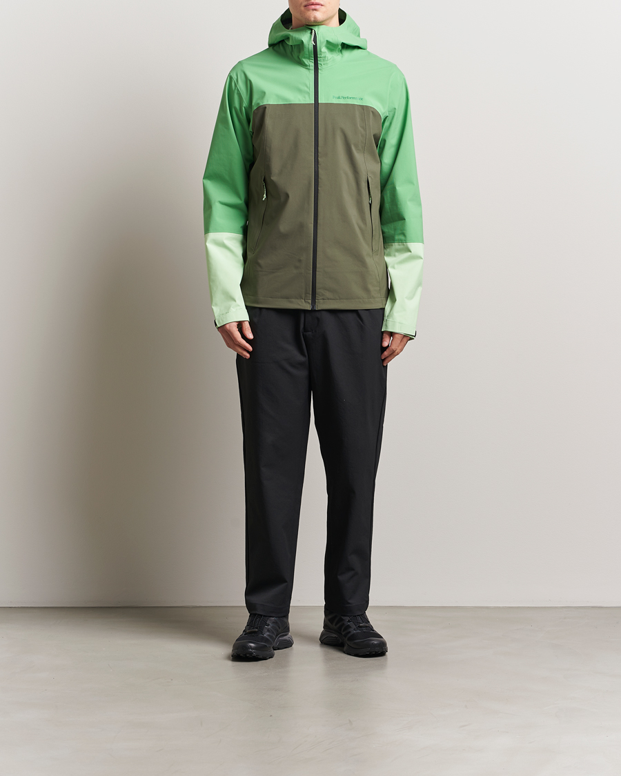 Homme | Manteaux Et Vestes | Peak Performance | Trail Hipe Hooded Shell Jacket Peppermint/Pine Needle