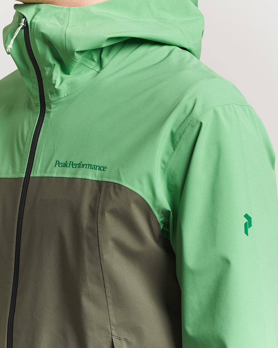 Homme | Manteaux Et Vestes | Peak Performance | Trail Hipe Hooded Shell Jacket Peppermint/Pine Needle