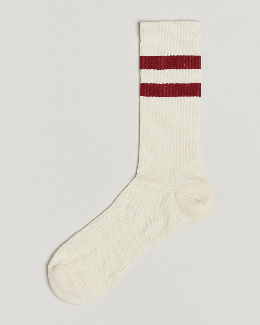 Homme | Sous-Vêtements Et Chaussettes | Sweyd | Two Stripe Cotton Socks White/Red