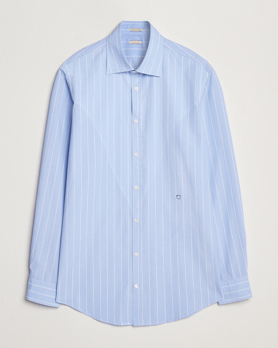 Homme | Chemises | Massimo Alba | Genova Striped Cotton Shirt Light Blue