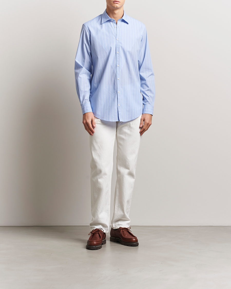 Homme | Chemises | Massimo Alba | Genova Striped Cotton Shirt Light Blue