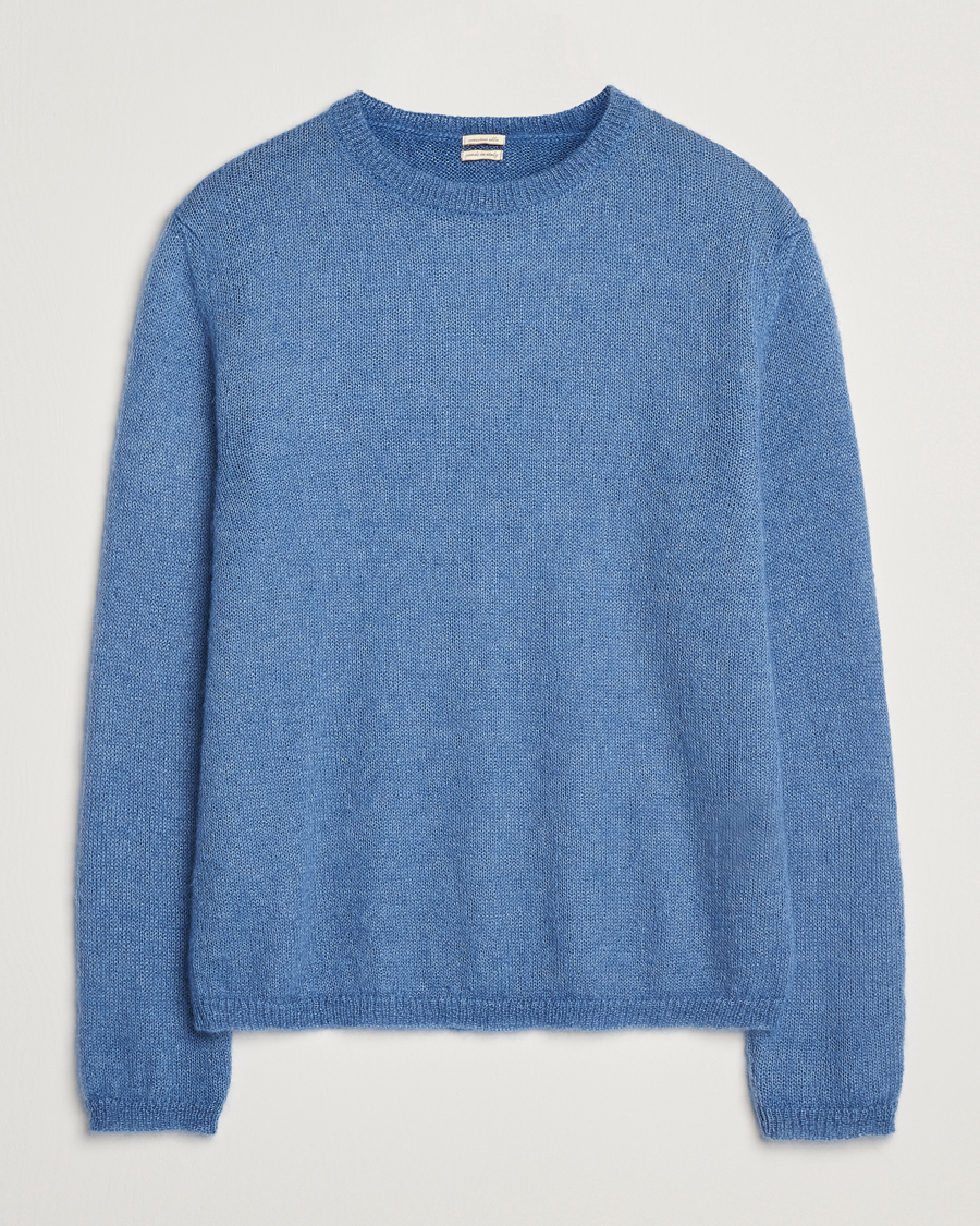 Homme | Pulls Et Tricots | Massimo Alba | Baby Mohair Crew Neck Pullover Sky Blue