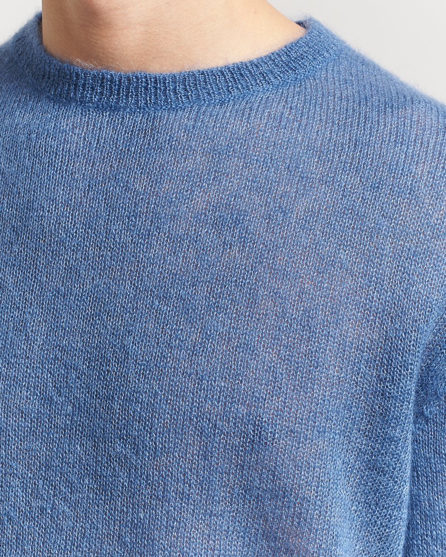 Homme | Pulls Et Tricots | Massimo Alba | Baby Mohair Crew Neck Pullover Sky Blue