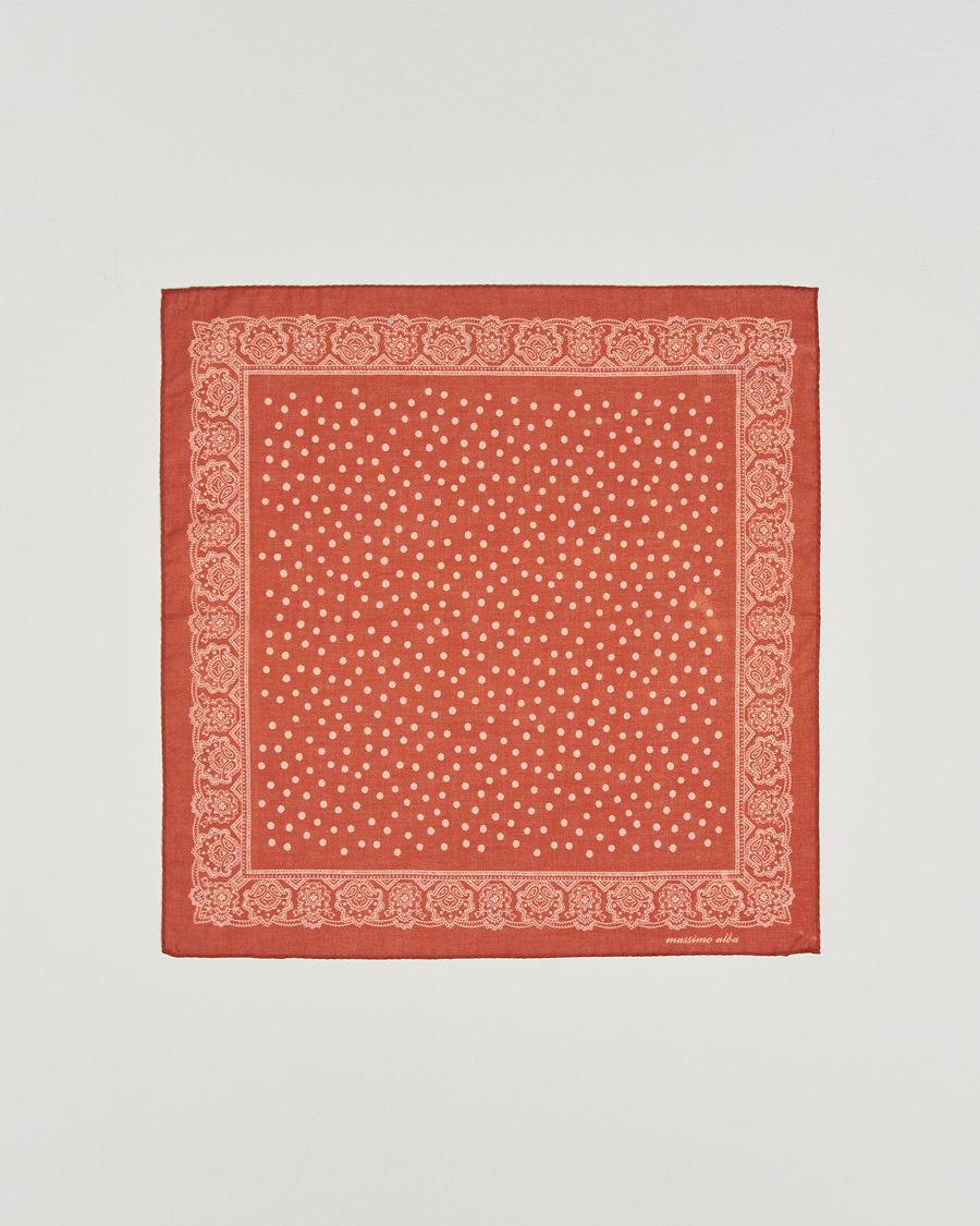 Homme | Massimo Alba Printed Cotton Voile Handkerchief Burn Red | Massimo Alba | Printed Cotton Voile Handkerchief Burn Red