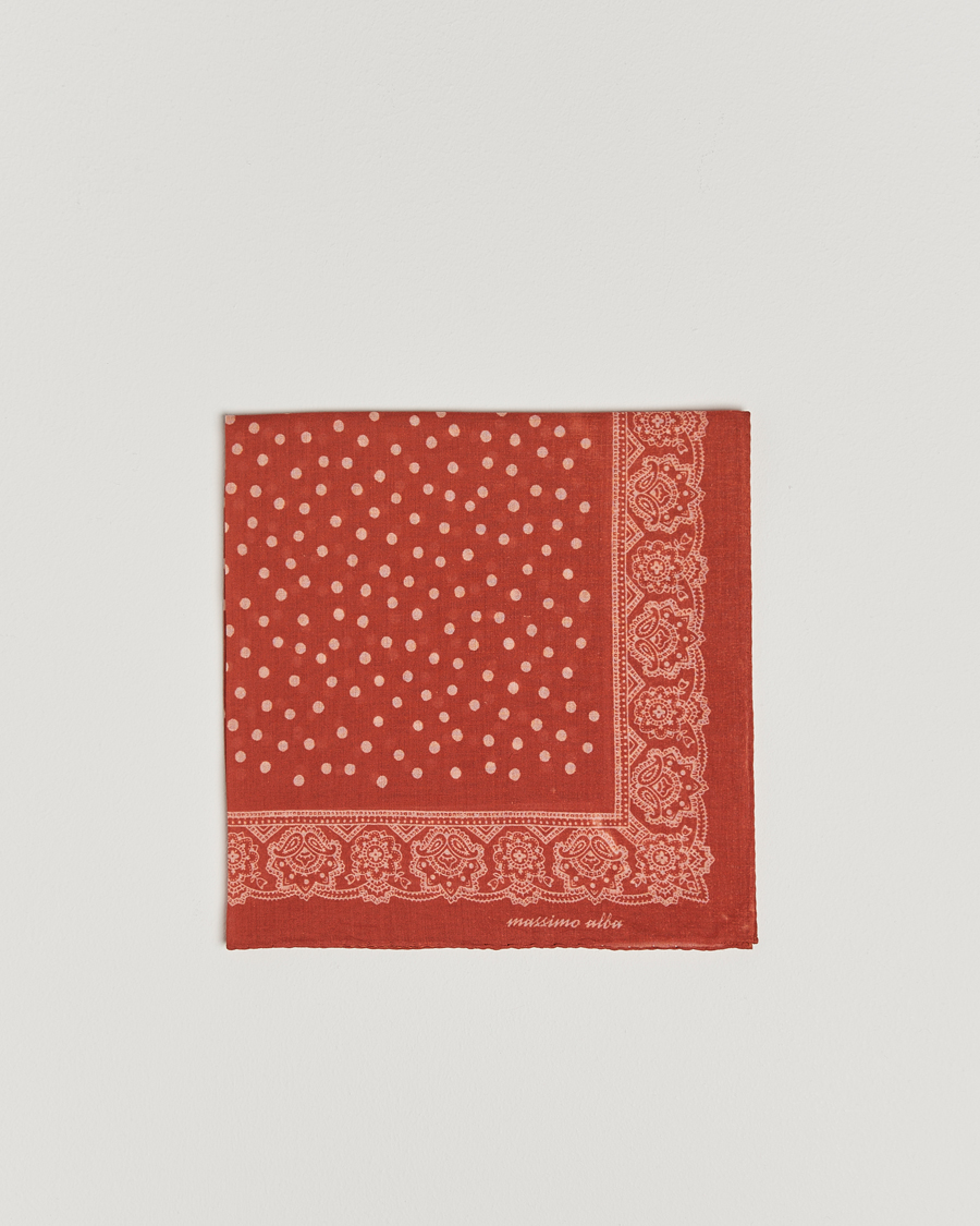 Homme | Massimo Alba Printed Cotton Voile Handkerchief Burn Red | Massimo Alba | Printed Cotton Voile Handkerchief Burn Red