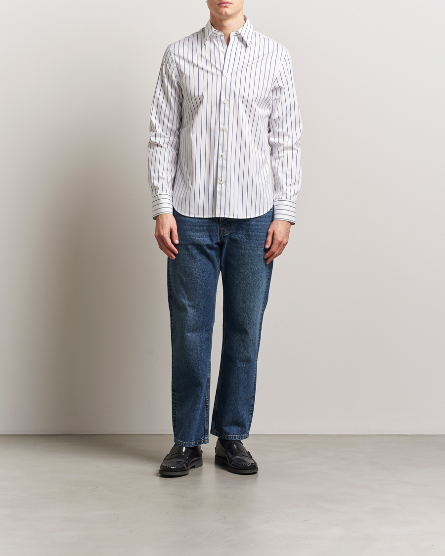 Homme | Chemises | Tiger of Sweden | Bennet Striped Cotton Shirt Pure White