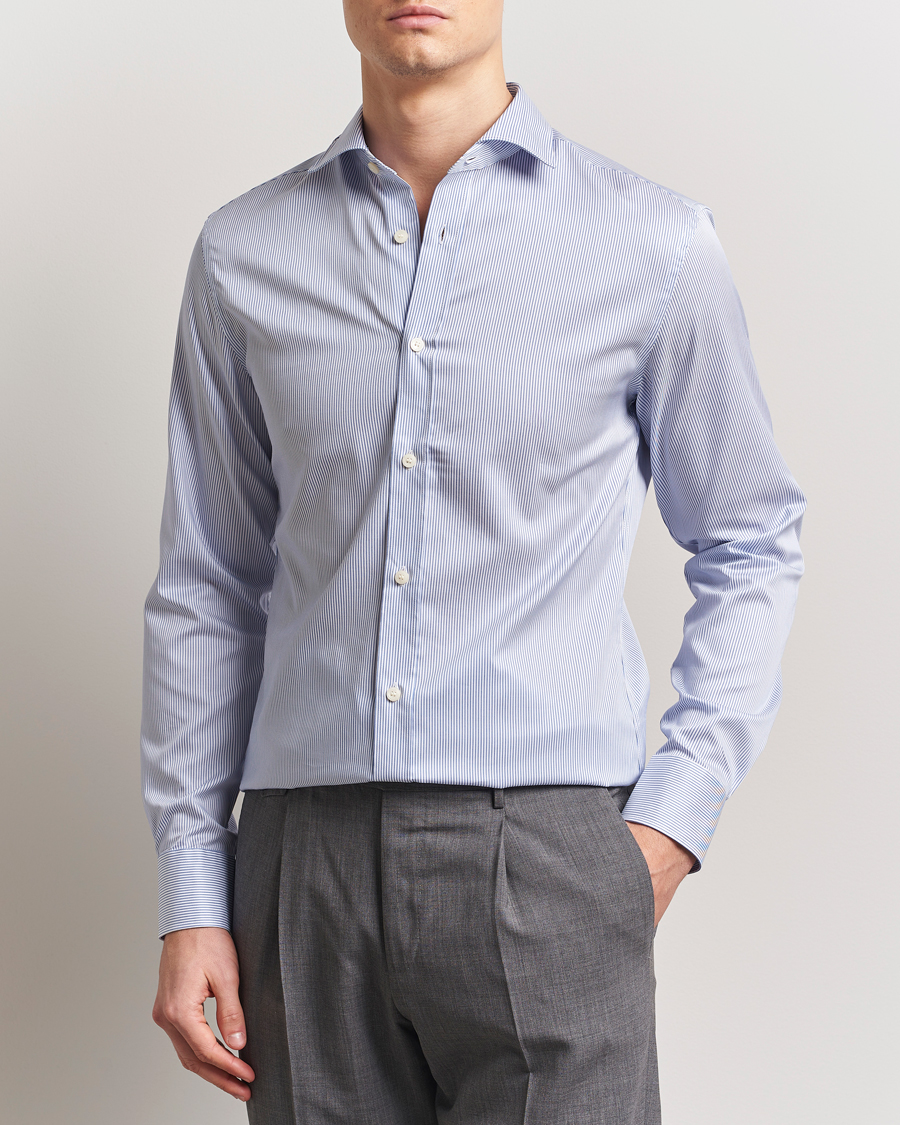 Homme | Chemises | Tiger of Sweden | Adley Cotton Striped Shirt Blue