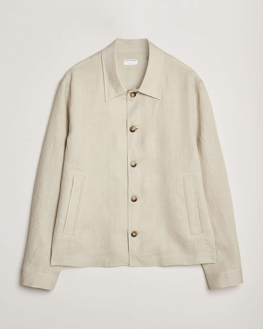 Homme | Chemises | Tiger of Sweden | Barnaby Linen Overshirt Cream Sand