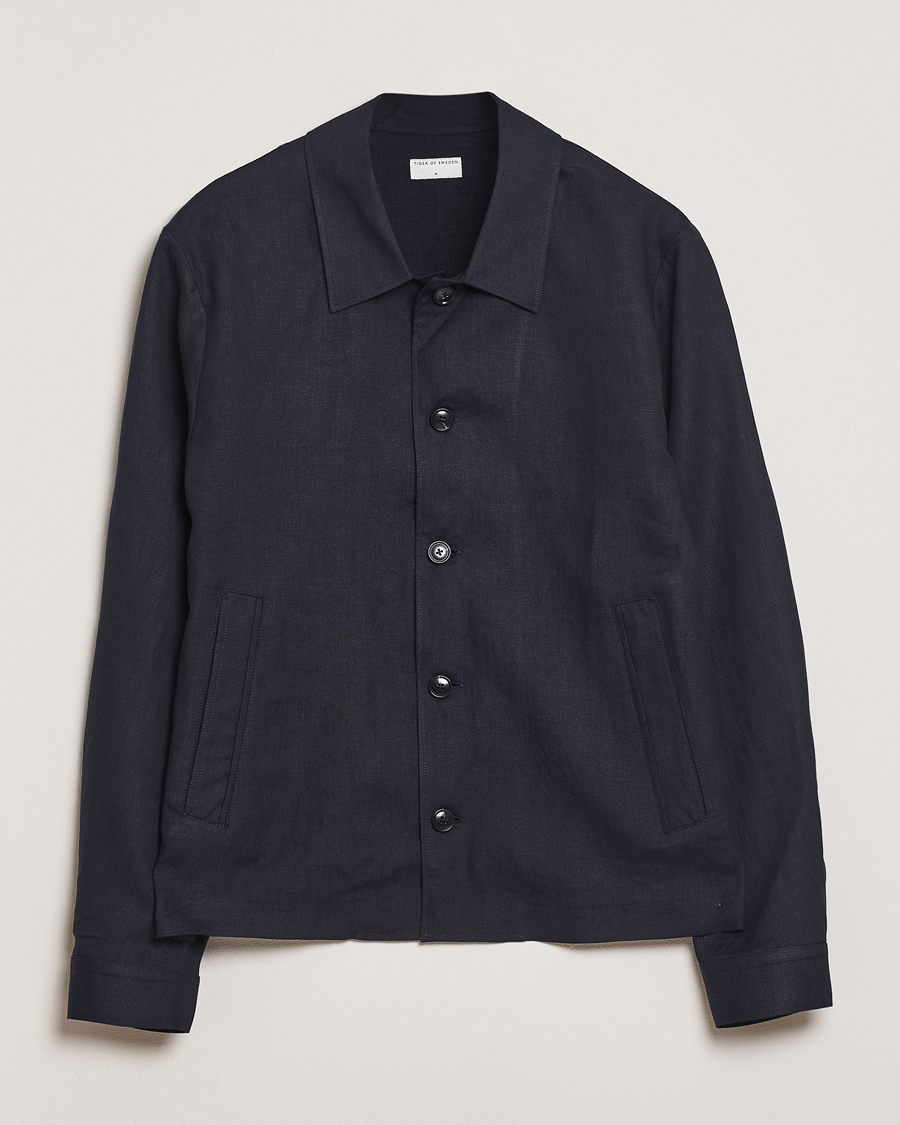 Homme | Chemises | Tiger of Sweden | Barnaby Linen Overshirt Midnight Blue