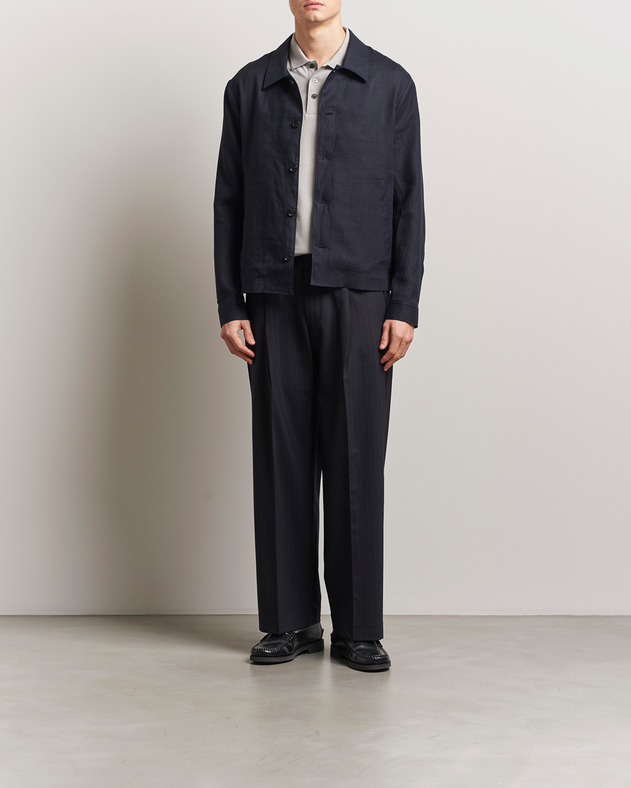 Homme | Chemises | Tiger of Sweden | Barnaby Linen Overshirt Midnight Blue