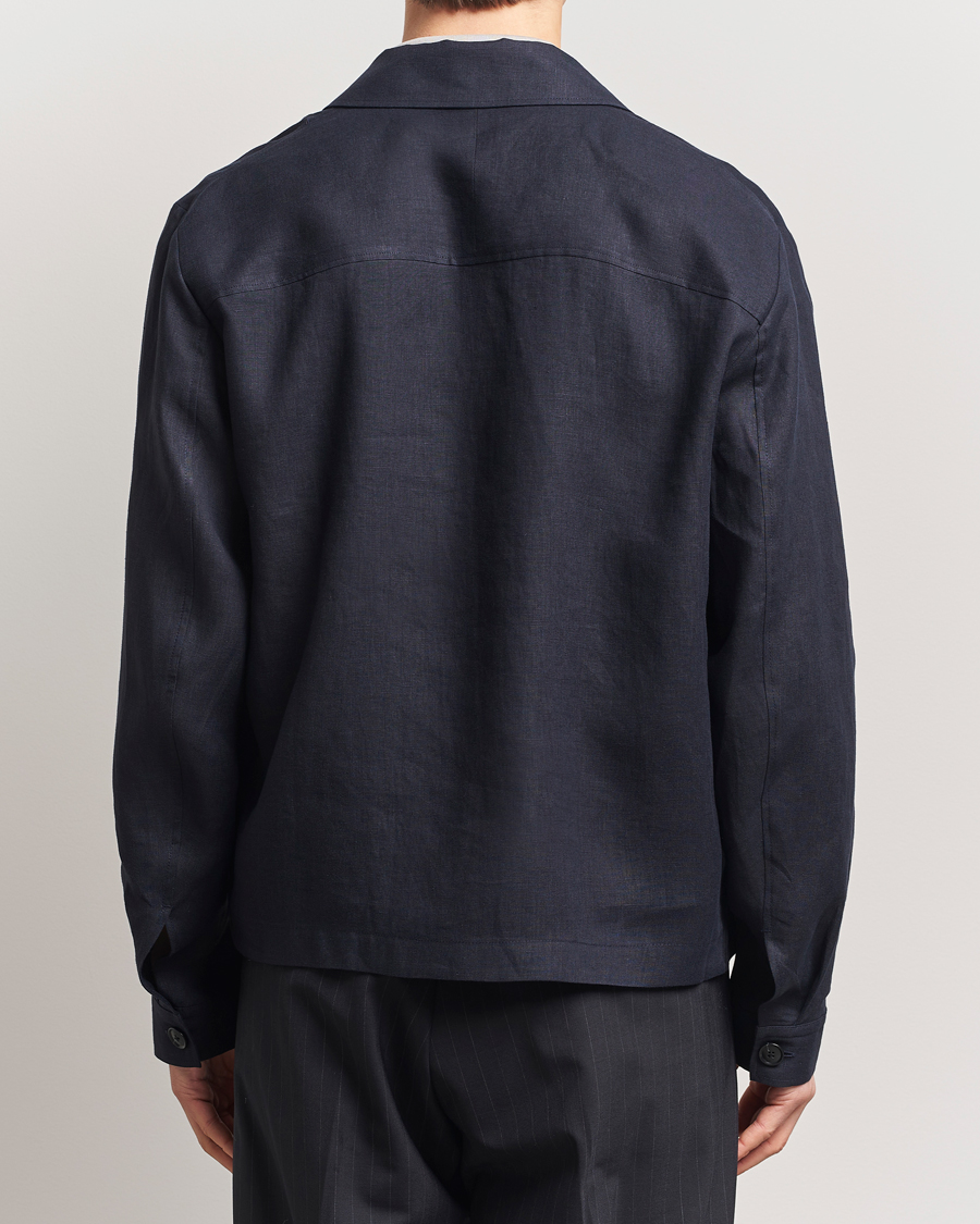 Homme | Chemises | Tiger of Sweden | Barnaby Linen Overshirt Midnight Blue