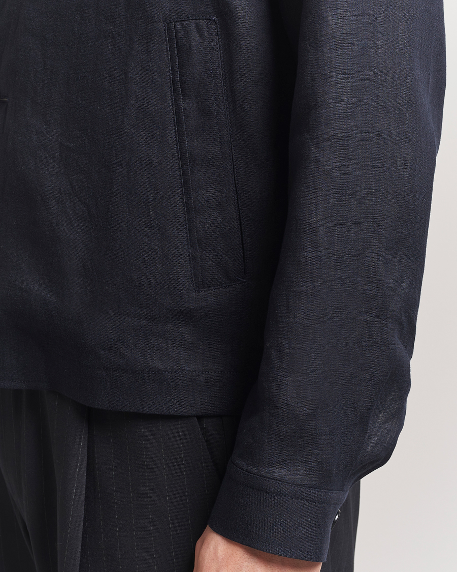 Homme | Chemises | Tiger of Sweden | Barnaby Linen Overshirt Midnight Blue