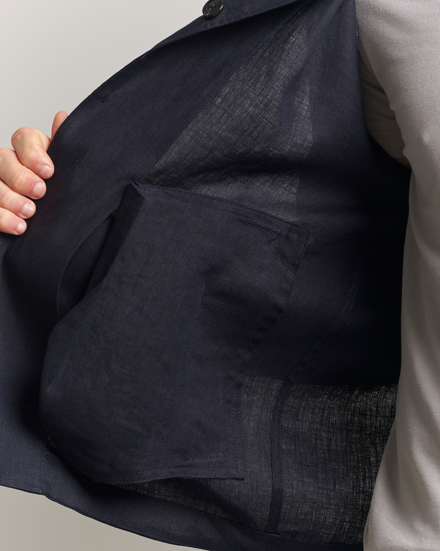 Homme | Chemises | Tiger of Sweden | Barnaby Linen Overshirt Midnight Blue