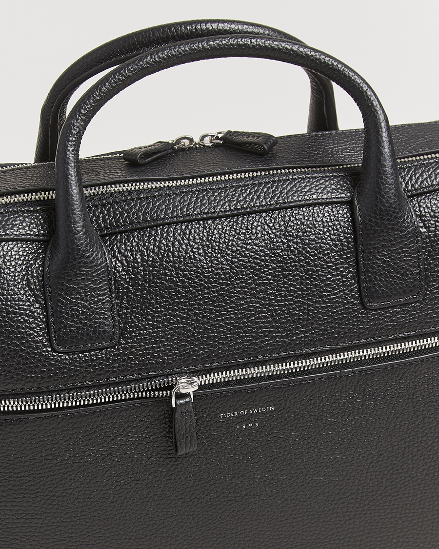Homme | Tiger of Sweden Beridare Double Zip Leather Briefcase Black | Tiger of Sweden | Beridare Double Zip Leather Briefcase Black