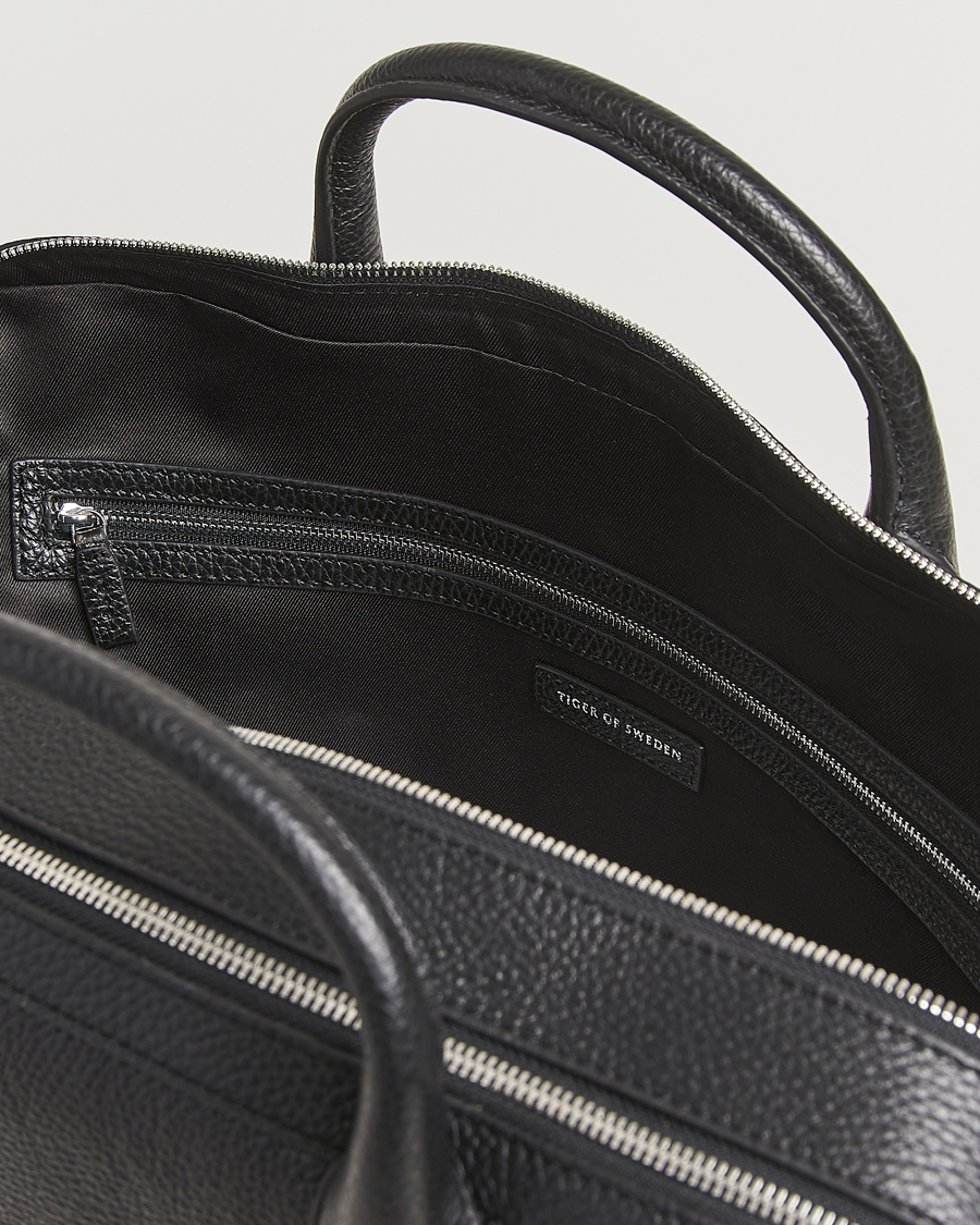 Homme | Tiger of Sweden Beridare Double Zip Leather Briefcase Black | Tiger of Sweden | Beridare Double Zip Leather Briefcase Black