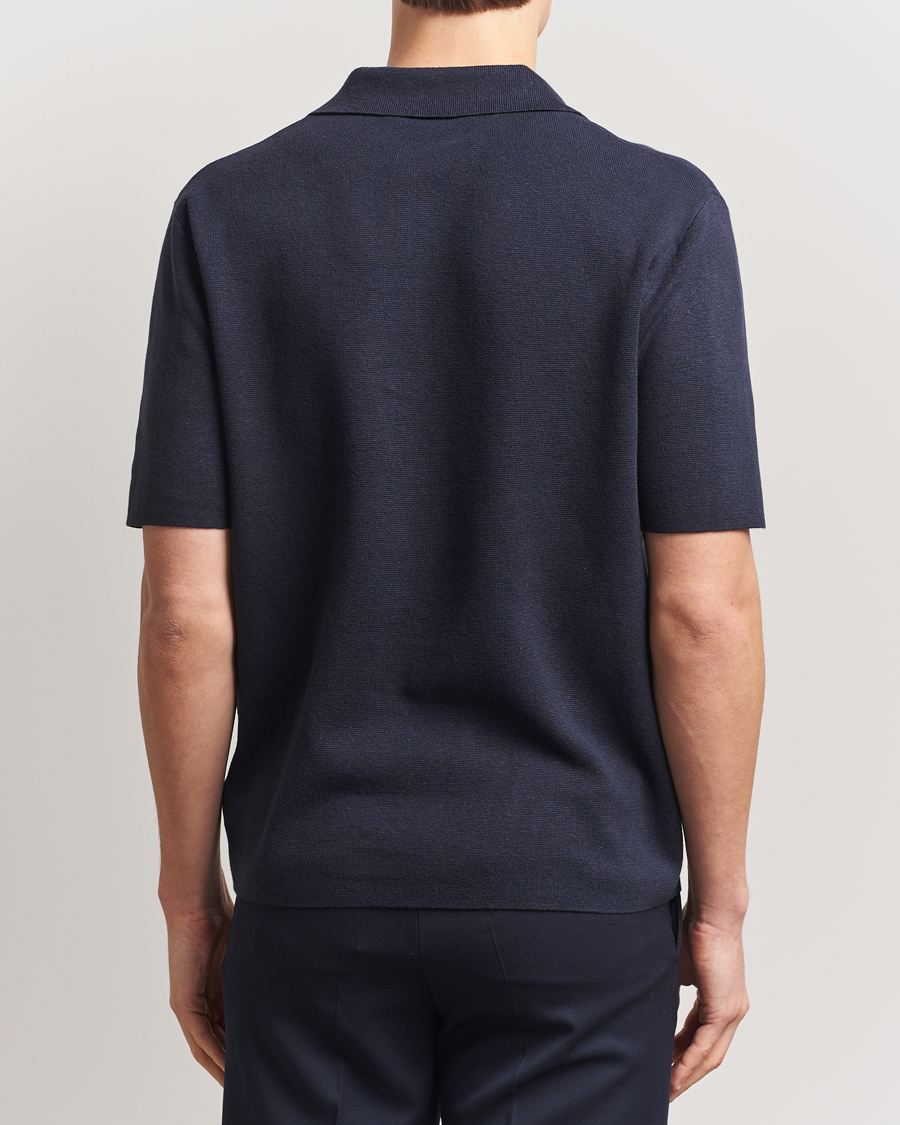 Homme | Polos | Tiger of Sweden | Maelon Cotton/Linen Knitted Polo Light Ink
