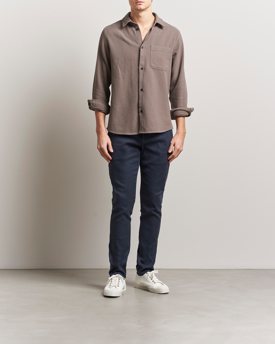 Homme | Pantalons | Dondup | Gaubert Linen Stretch Chinos Navy