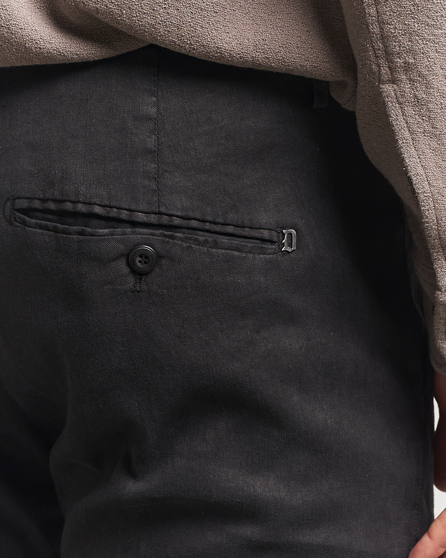 Homme | Pantalons | Dondup | Gaubert Linen Stretch Chinos Black