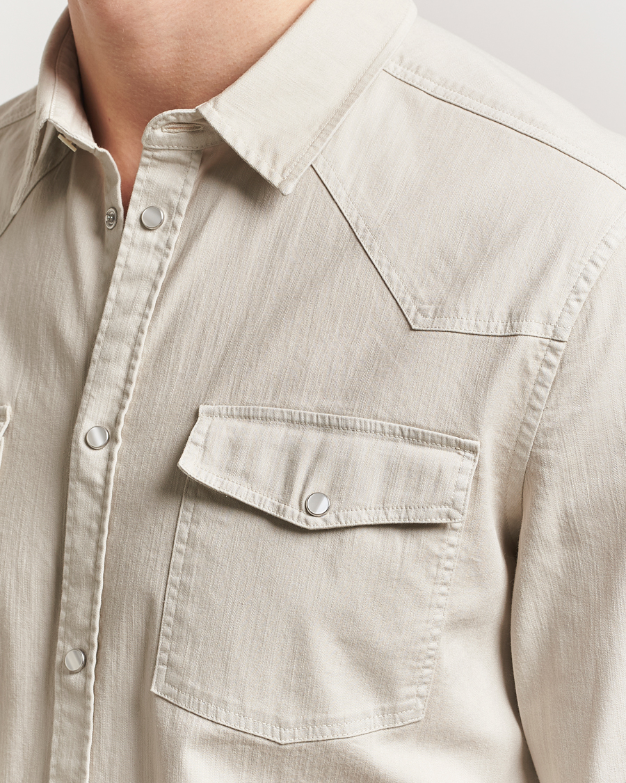 Homme | Chemises | Dondup | Slim Fit Pocket Denim Shirt Ecru