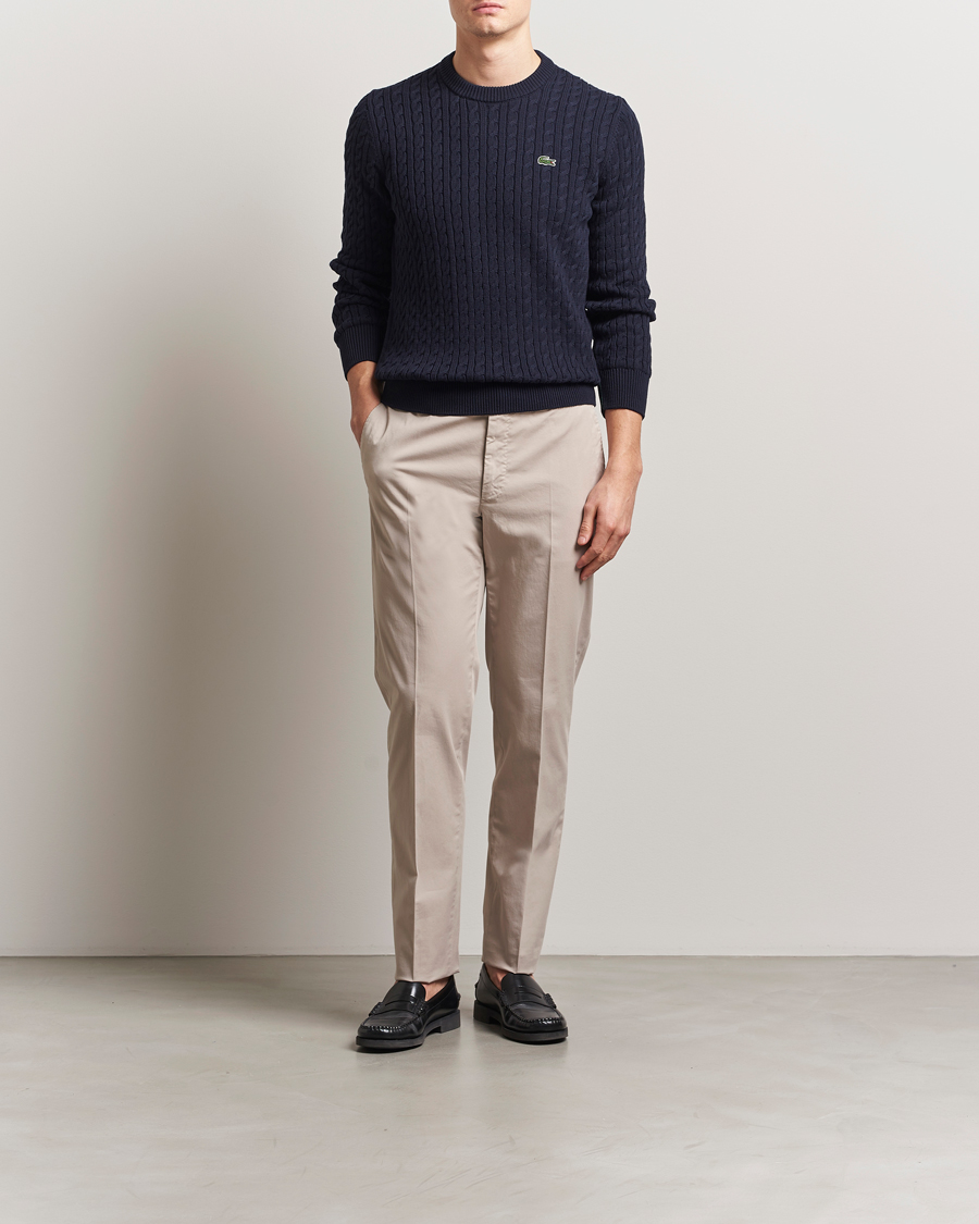 Homme | Pulls Et Tricots | Lacoste | Cotton Cable Sweater Navy Blue