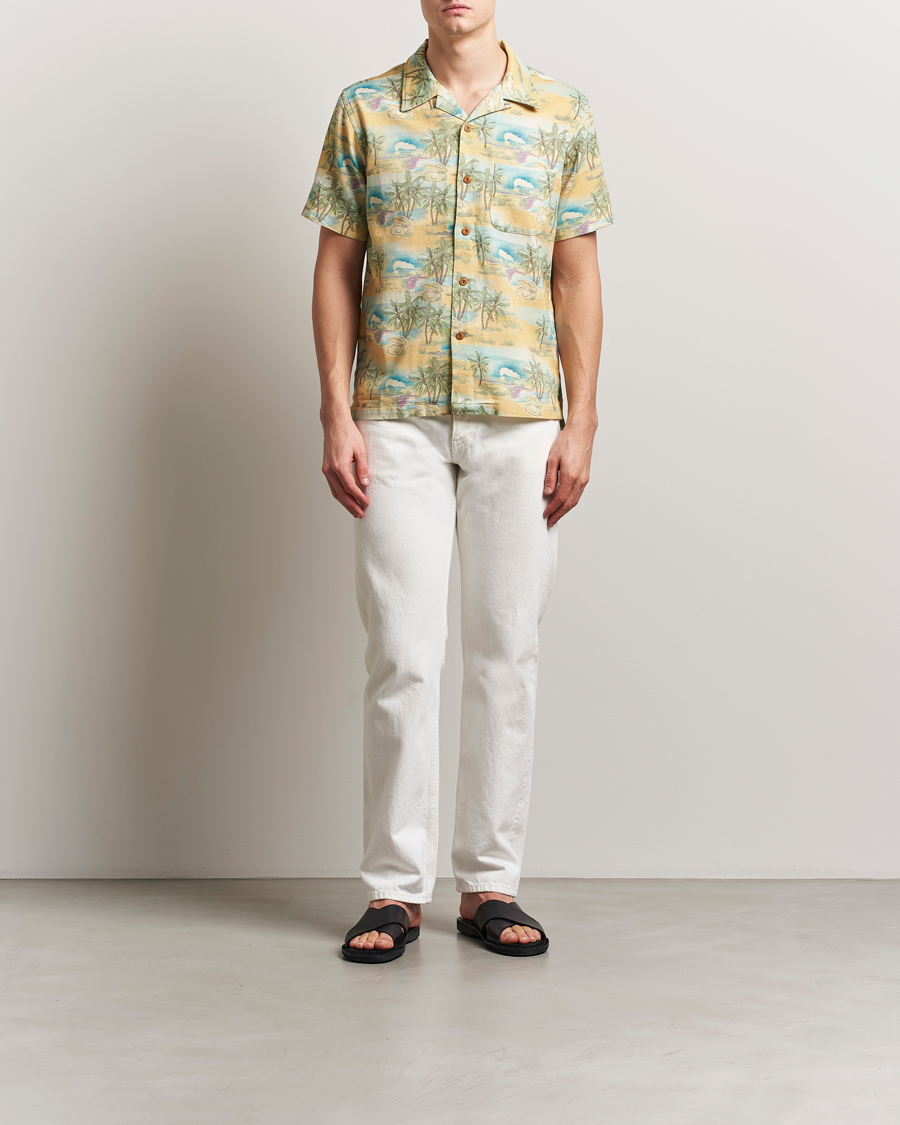 Homme | Chemises | Nudie Jeans | Arvid Printed Short Sleeve Shirt Mustard