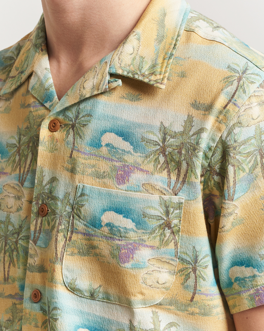 Homme | Chemises | Nudie Jeans | Arvid Printed Short Sleeve Shirt Mustard