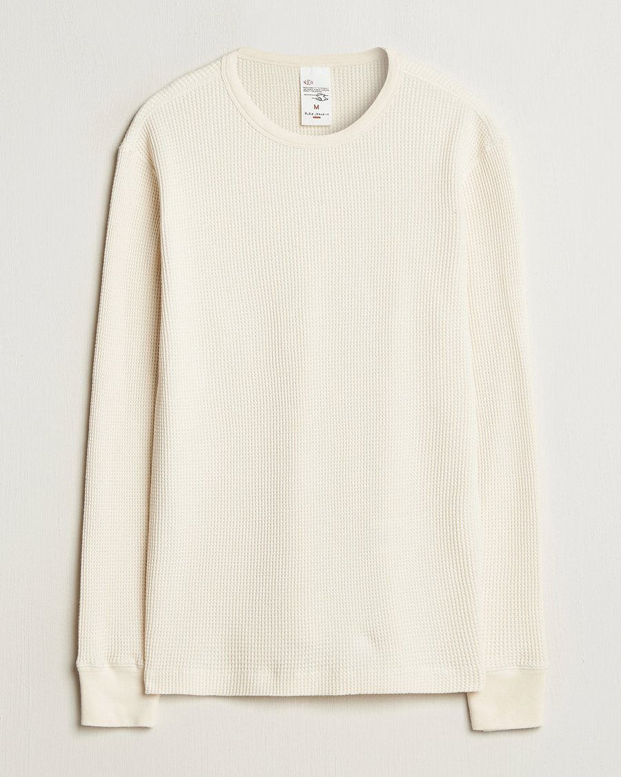 Homme | T-shirts | Nudie Jeans | Waffle Long Sleeve T-Shirt Ecru