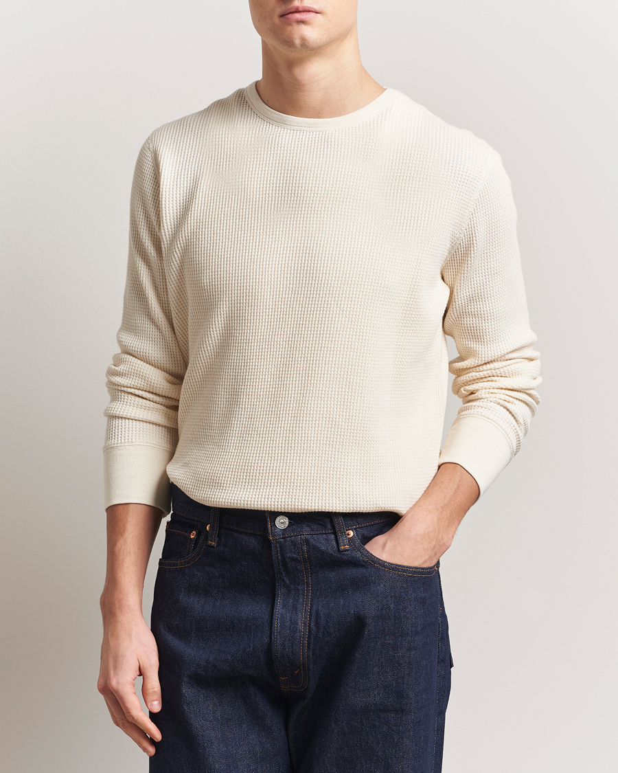 Homme | T-shirts | Nudie Jeans | Waffle Long Sleeve T-Shirt Ecru