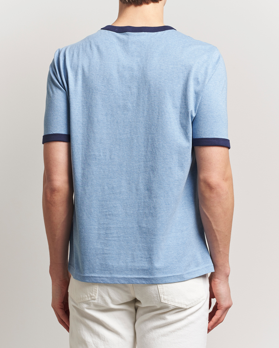 Homme | T-shirts | Nudie Jeans | Ricky Printed Ringer T-Shirt Blue Melange