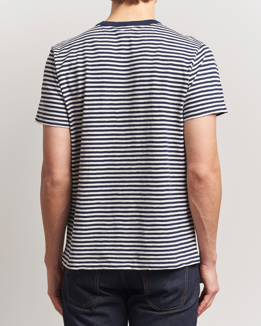 Homme | T-shirts | Nudie Jeans | Roy Striped Slub T-Shirt Blue/Off White