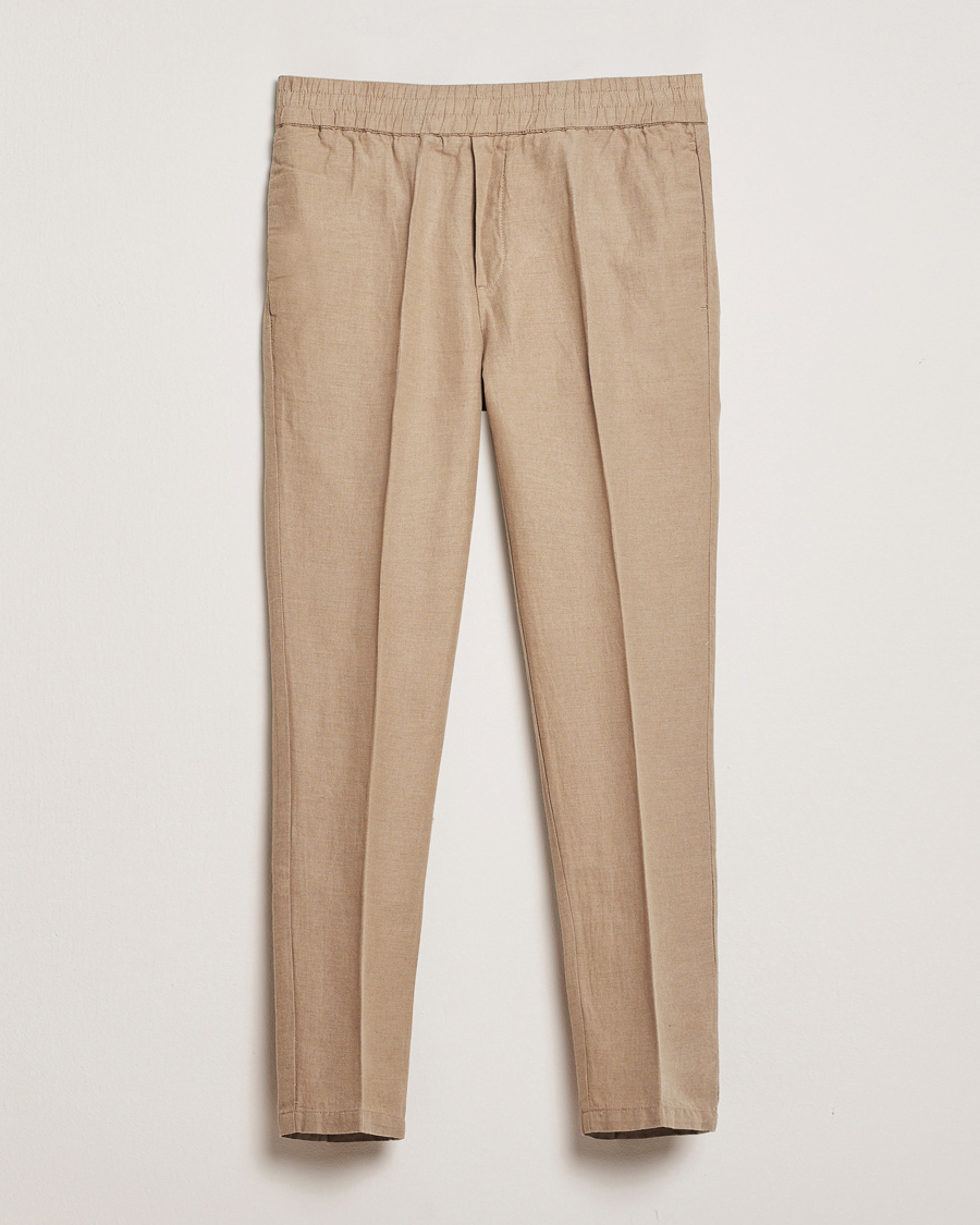 Homme | Pantalons | Samsøe Samsøe | Smithy Linen/Cotton Drawstring Trousers Greige