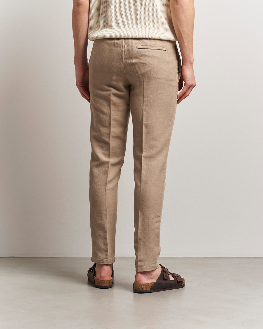 Homme | Pantalons | Samsøe Samsøe | Smithy Linen/Cotton Drawstring Trousers Greige
