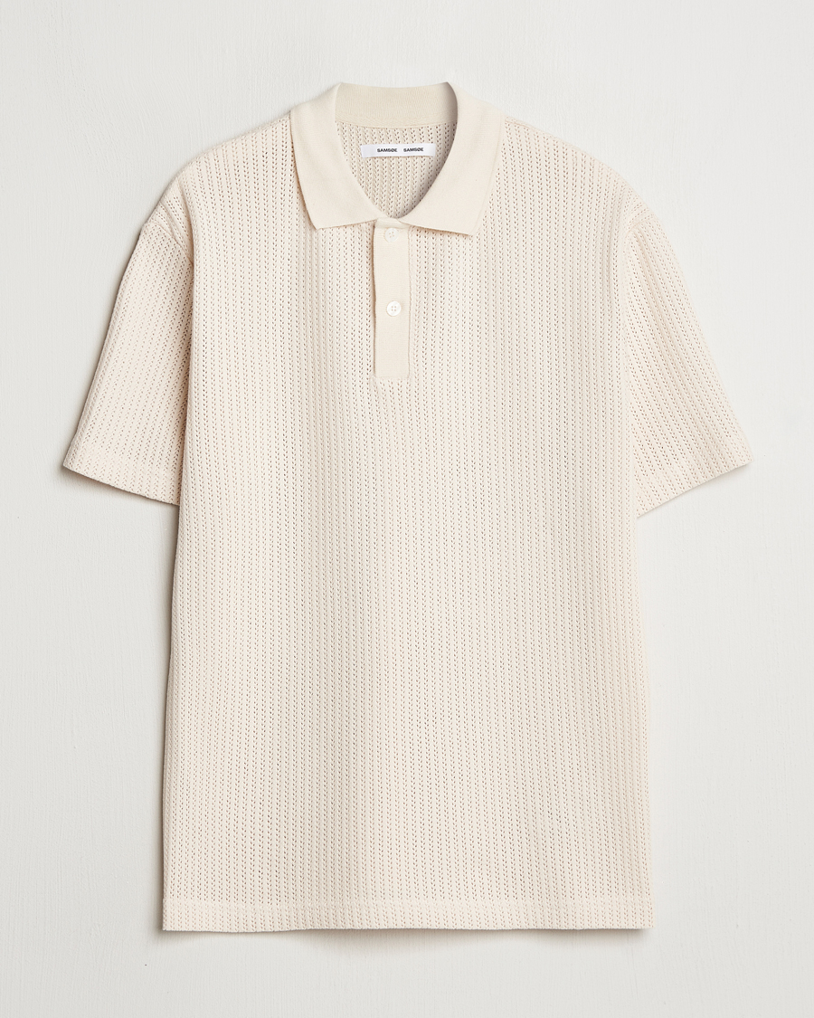 Homme | Polos | Samsøe Samsøe | Jase Structured Knitted Polo Clear Cream