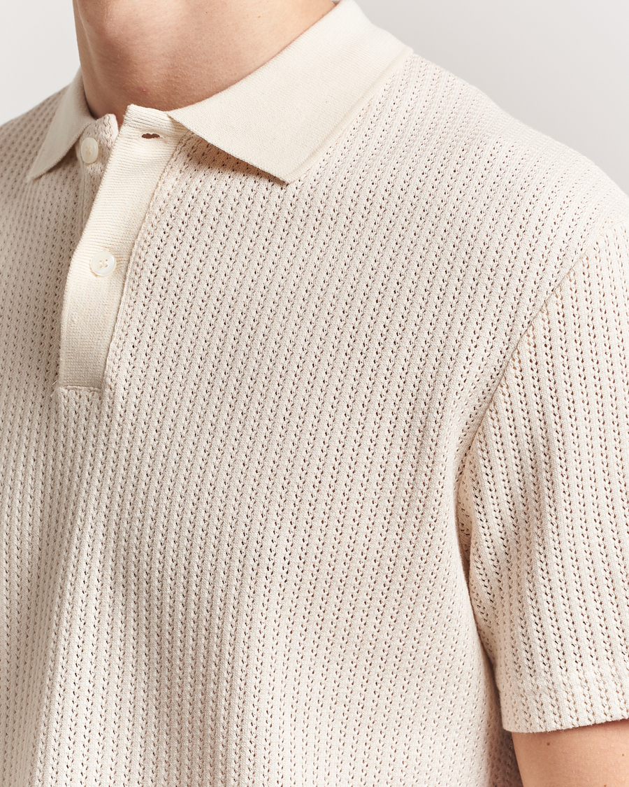 Homme | Polos | Samsøe Samsøe | Jase Structured Knitted Polo Clear Cream