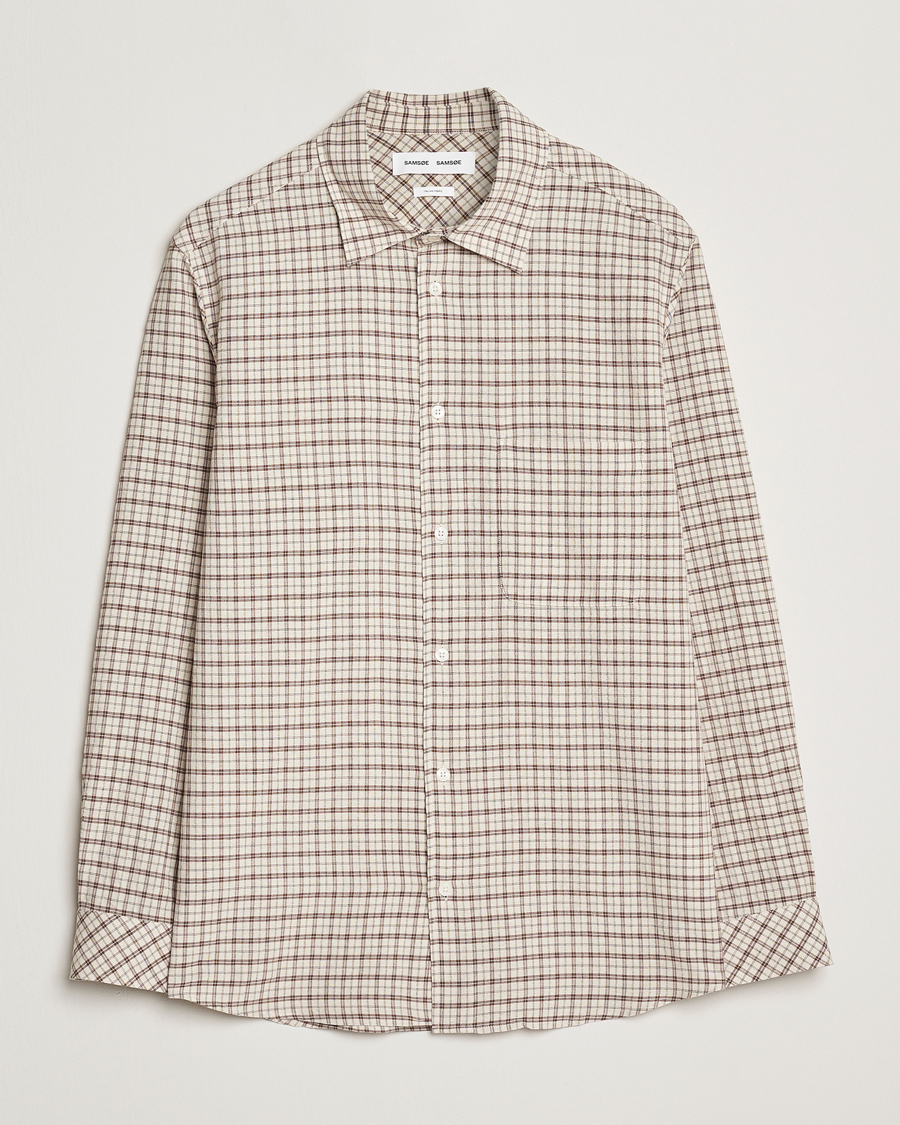 Homme | Chemises | Samsøe Samsøe | Damon Viscose/Cotton Checked Shirt Canteen