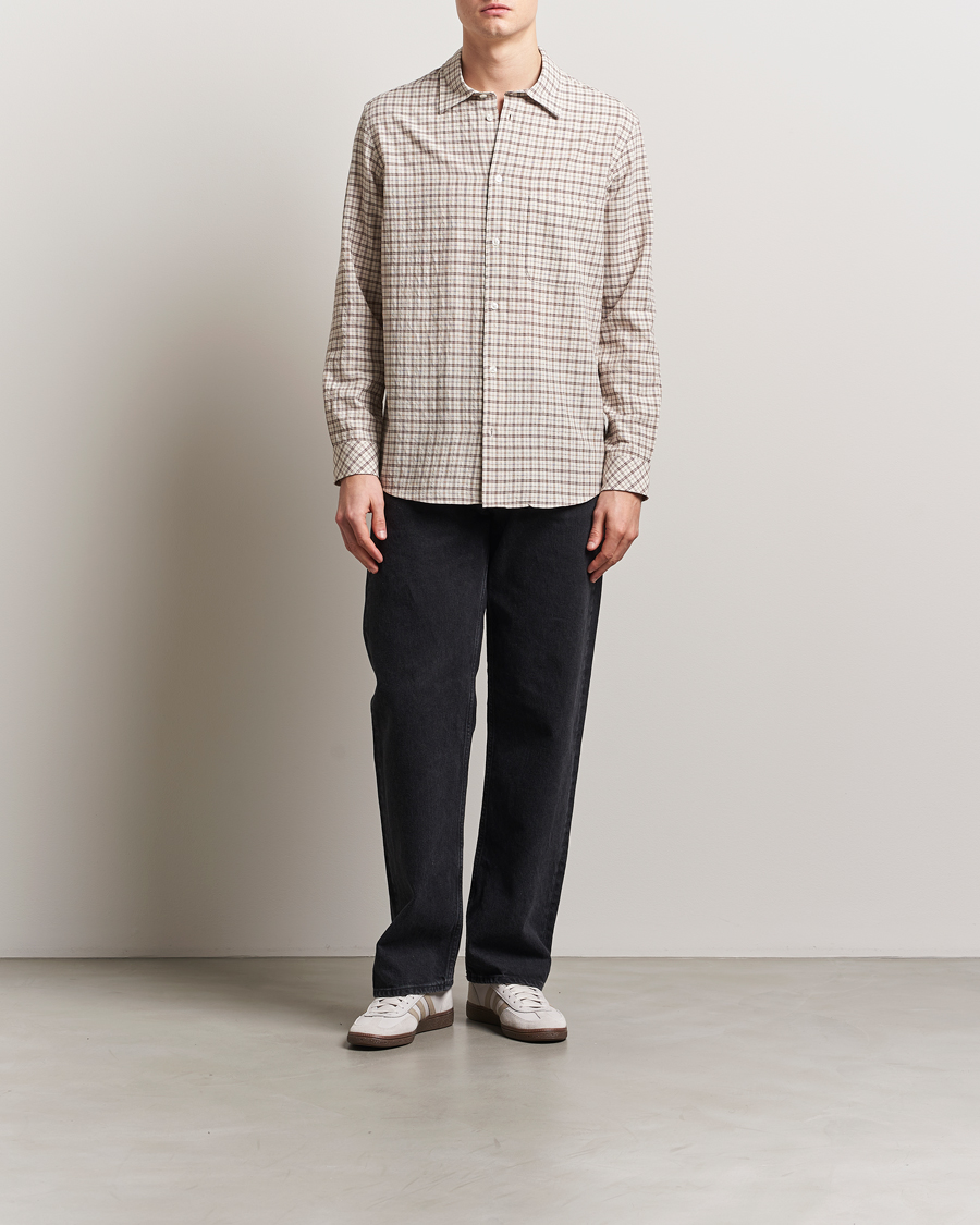 Homme | Chemises | Samsøe Samsøe | Damon Viscose/Cotton Checked Shirt Canteen