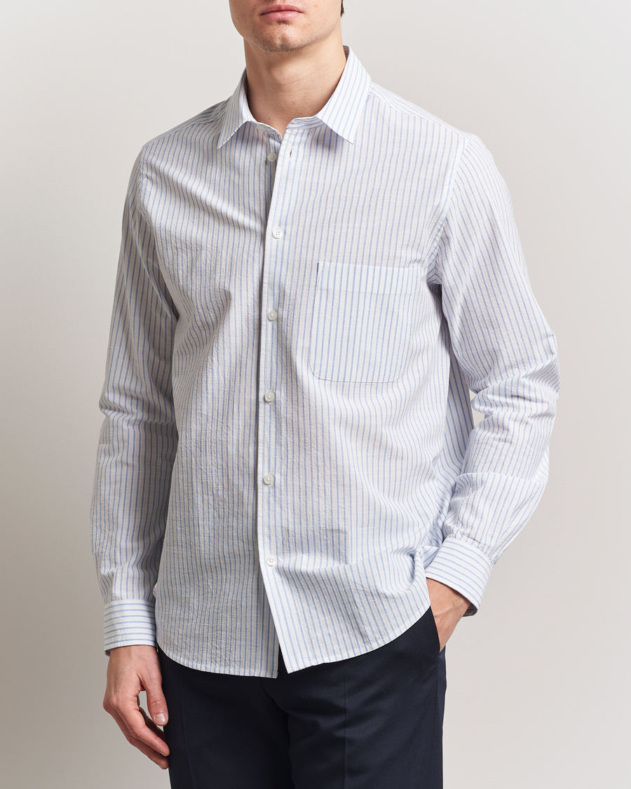 Homme | Chemises | Samsøe Samsøe | Ryan Cotton Striped Shirt Blue/White
