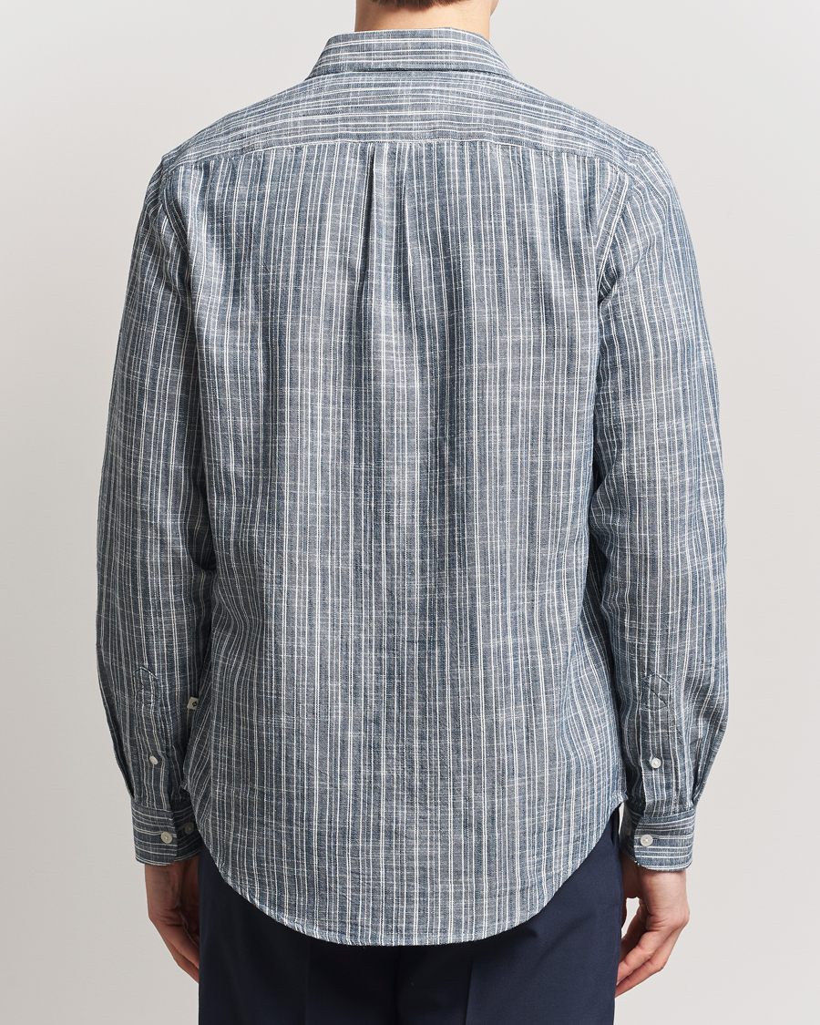 Homme | Chemises | Samsøe Samsøe | Liam Cotton/Linen Striped Shirt Orion Blue