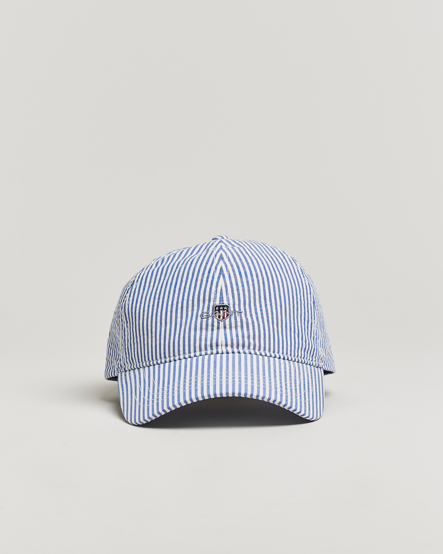 Homme | GANT Striped Seersucker Cap Rich Blue | GANT | Striped Seersucker Cap Rich Blue