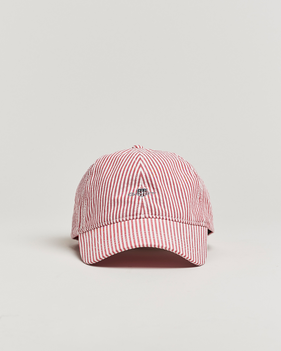 Homme | GANT Striped Seersucker Cap Ruby Red | GANT | Striped Seersucker Cap Ruby Red