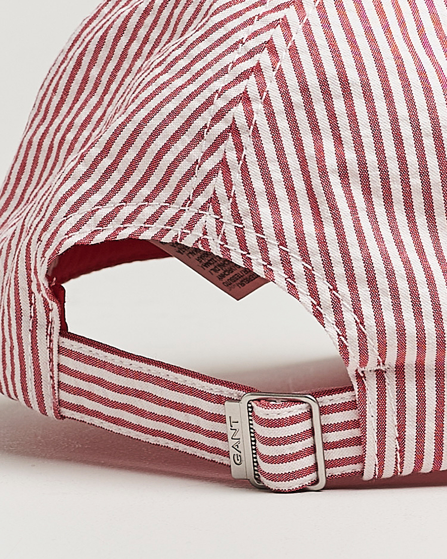 Homme | GANT Striped Seersucker Cap Ruby Red | GANT | Striped Seersucker Cap Ruby Red