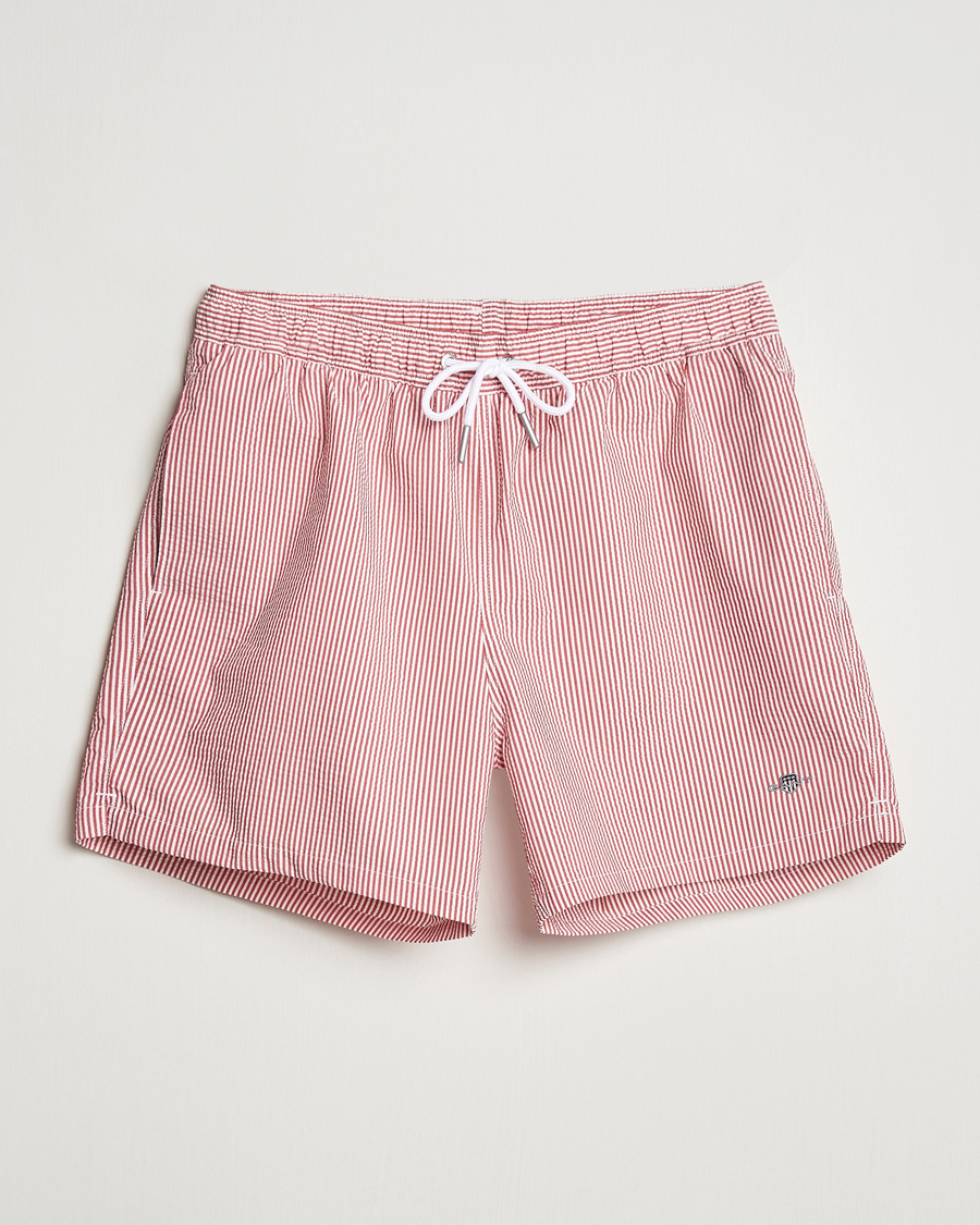 Homme | Maillots De Bain | GANT | Seersucker Swimshorts Ruby Red