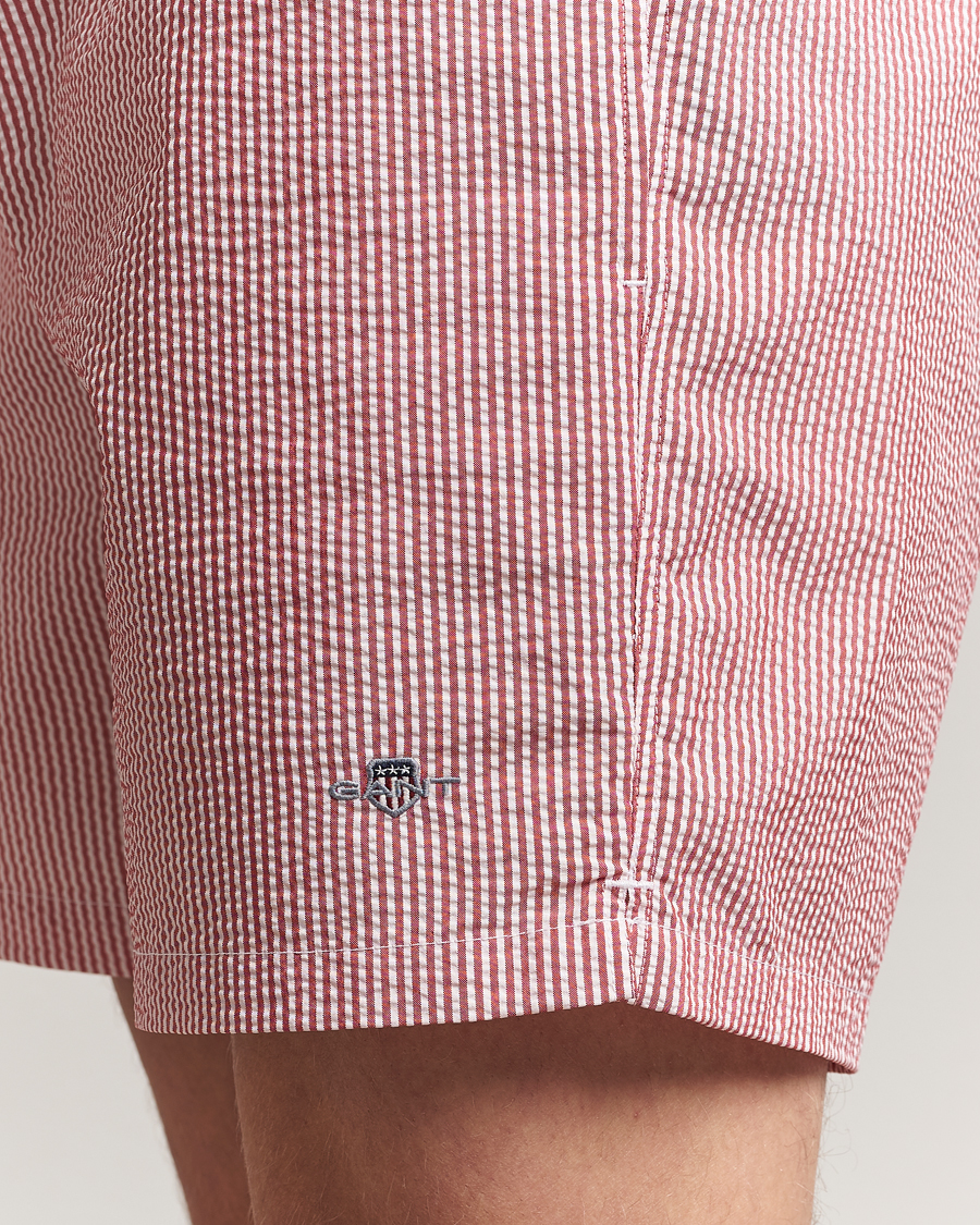 Homme | Maillots De Bain | GANT | Seersucker Swimshorts Ruby Red