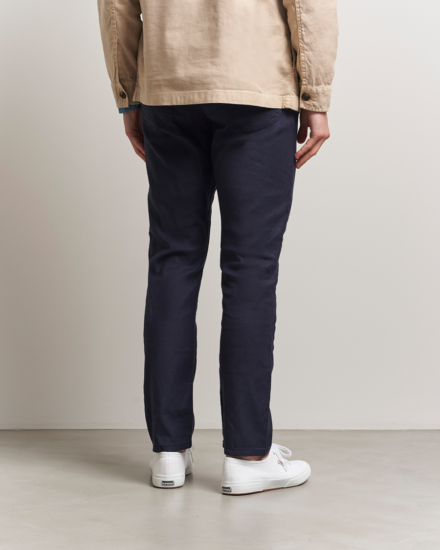 Homme | Pantalons | GANT | Regular Cotton/Linen 5-Pocket Pants Evening Blue