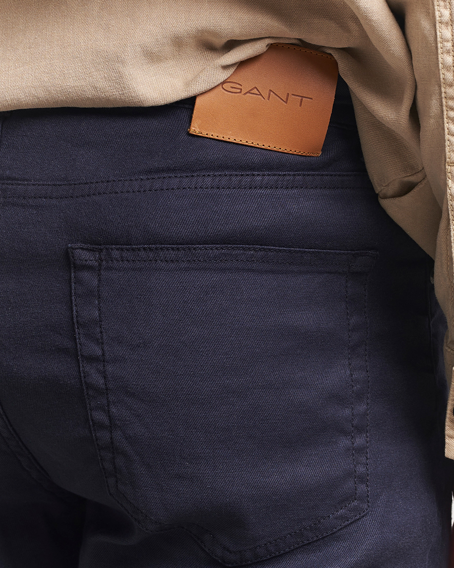 Homme | Pantalons | GANT | Regular Cotton/Linen 5-Pocket Pants Evening Blue