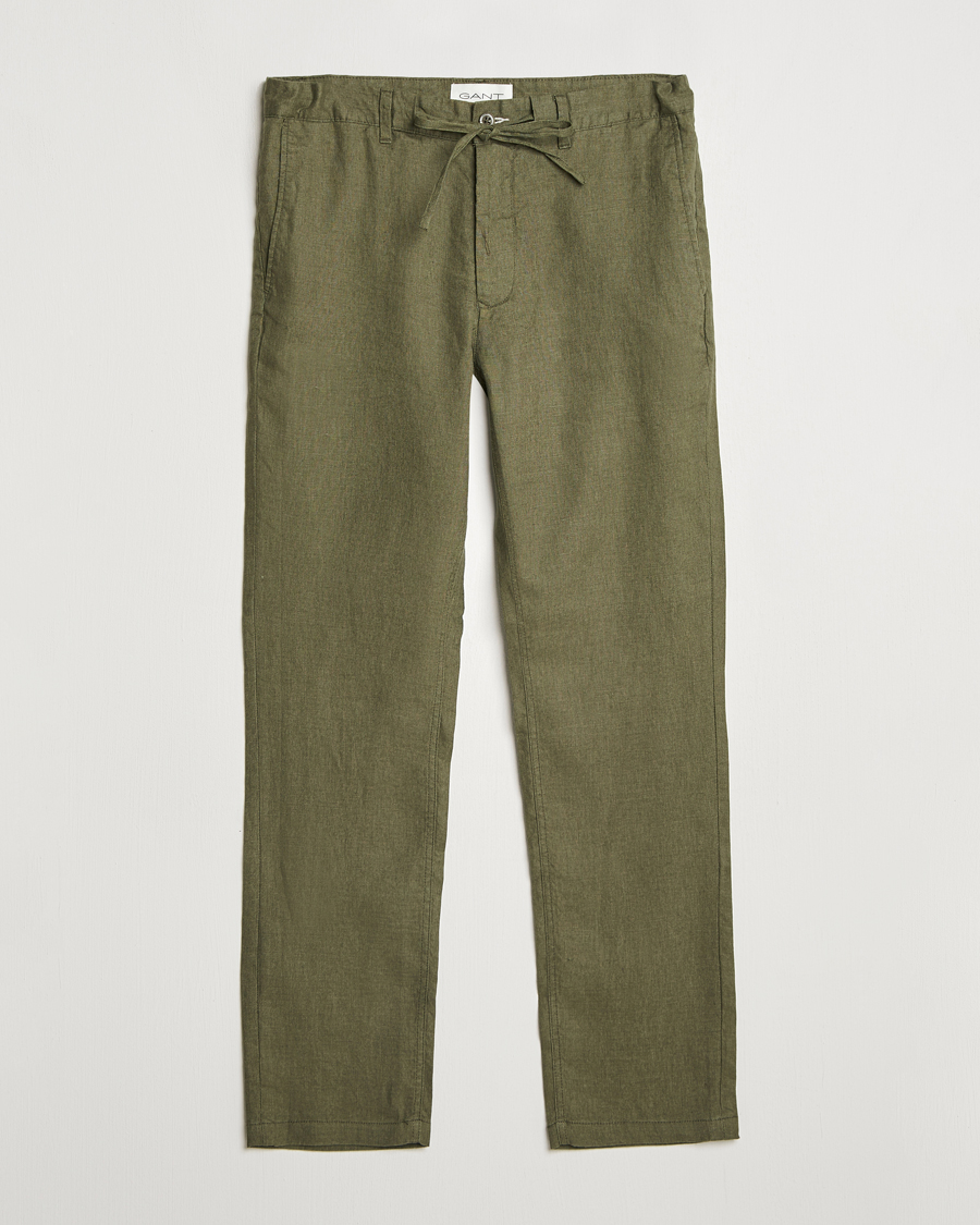 Homme | Pantalons | GANT | Relaxed Linen Drawstring Pants Juniper Green