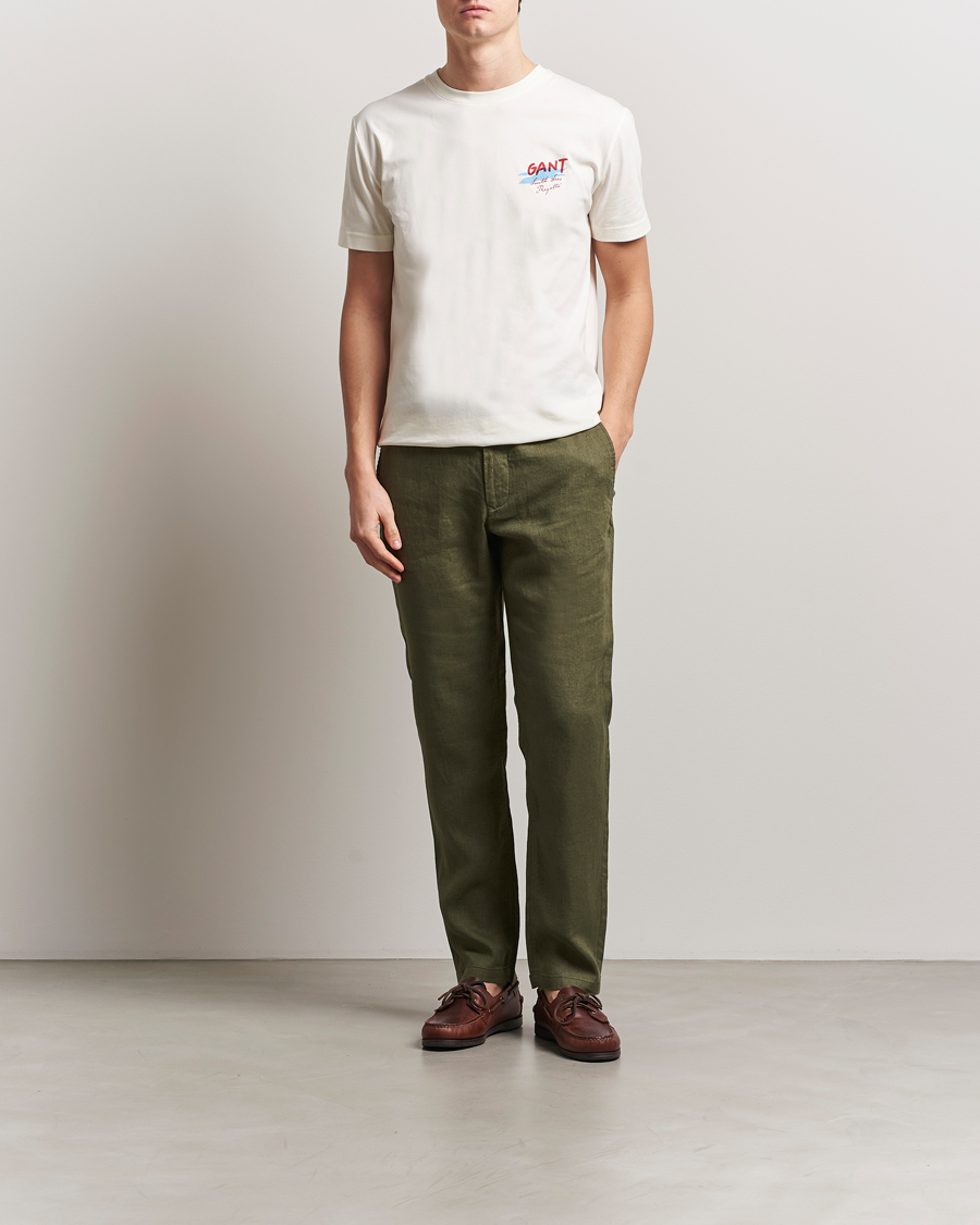 Homme | Pantalons | GANT | Relaxed Linen Drawstring Pants Juniper Green