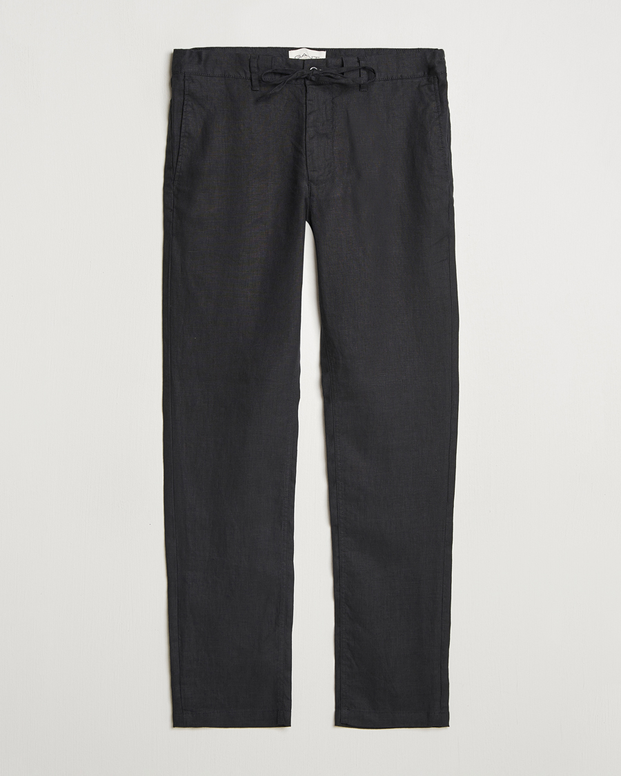 Homme | Pantalons | GANT | Relaxed Linen Drawstring Pants Black