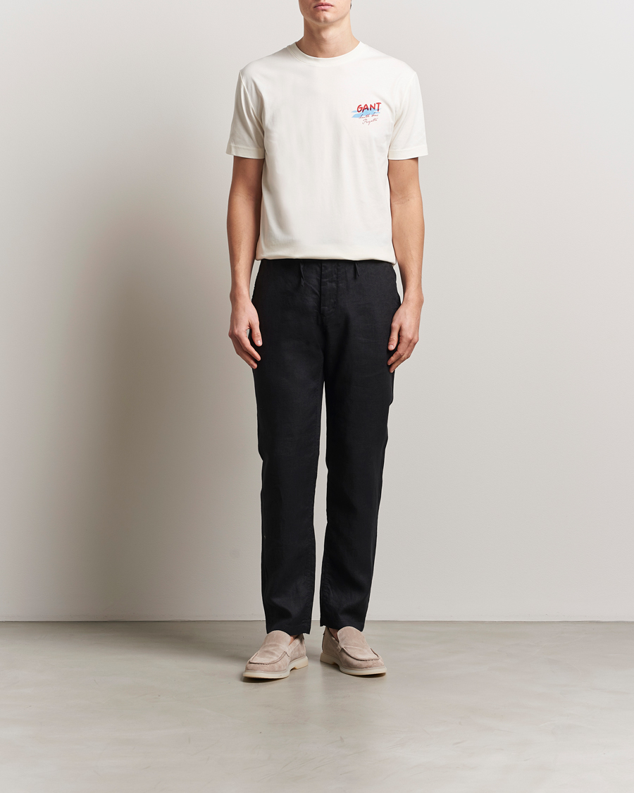 Homme | Pantalons | GANT | Relaxed Linen Drawstring Pants Black